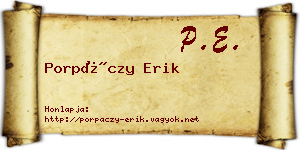 Porpáczy Erik névjegykártya